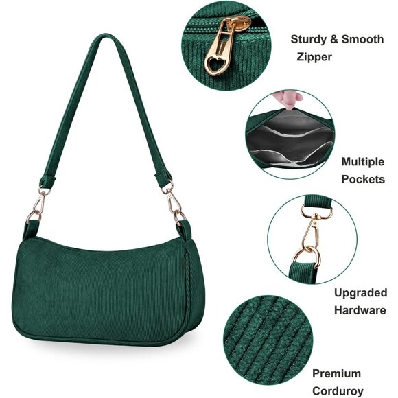 Women's Green Tote Handbag Clutch Purse Crescent Underarm Bag Cross Body Bags - Picture 2 of 7